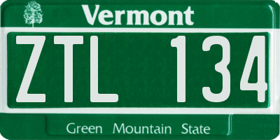 VT license plate ZTL134