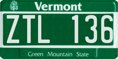 VT license plate ZTL136