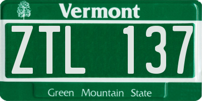 VT license plate ZTL137