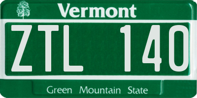 VT license plate ZTL140