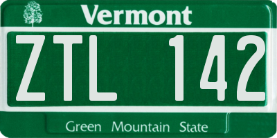VT license plate ZTL142
