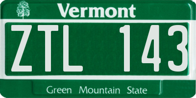 VT license plate ZTL143