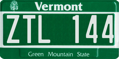 VT license plate ZTL144