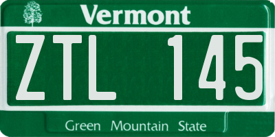 VT license plate ZTL145