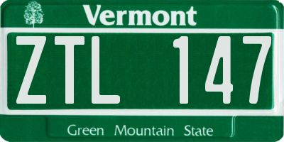 VT license plate ZTL147