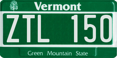VT license plate ZTL150