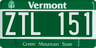 VT license plate ZTL151