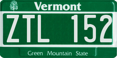 VT license plate ZTL152
