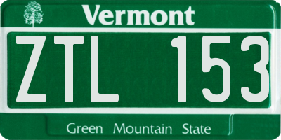 VT license plate ZTL153