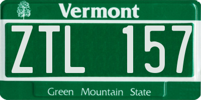 VT license plate ZTL157