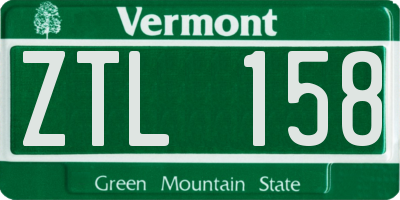 VT license plate ZTL158