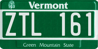 VT license plate ZTL161