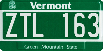 VT license plate ZTL163