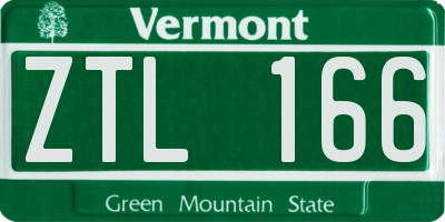 VT license plate ZTL166