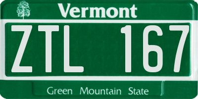 VT license plate ZTL167