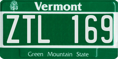 VT license plate ZTL169
