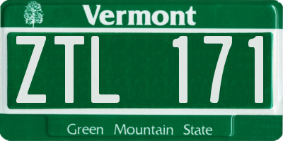 VT license plate ZTL171