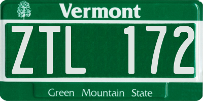 VT license plate ZTL172
