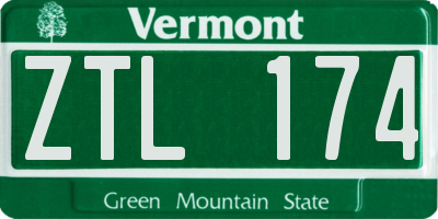 VT license plate ZTL174