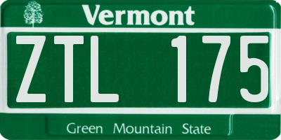 VT license plate ZTL175