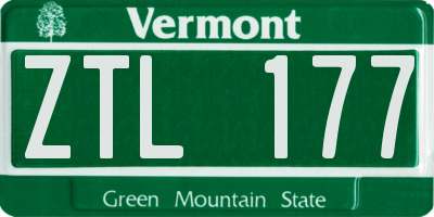 VT license plate ZTL177