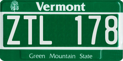 VT license plate ZTL178