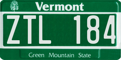 VT license plate ZTL184