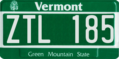 VT license plate ZTL185