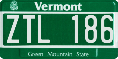 VT license plate ZTL186