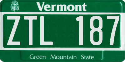VT license plate ZTL187