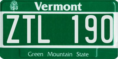 VT license plate ZTL190