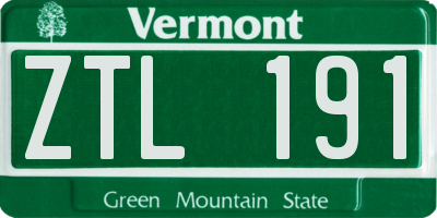 VT license plate ZTL191