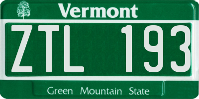 VT license plate ZTL193