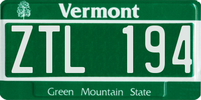 VT license plate ZTL194