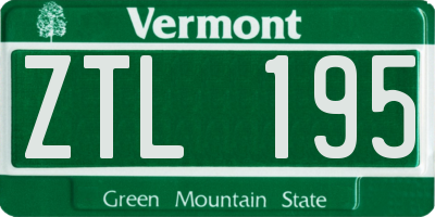 VT license plate ZTL195