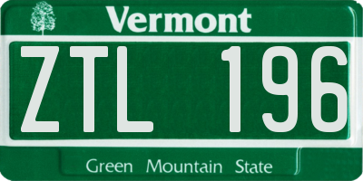 VT license plate ZTL196