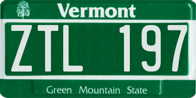 VT license plate ZTL197