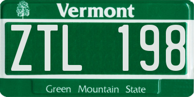 VT license plate ZTL198