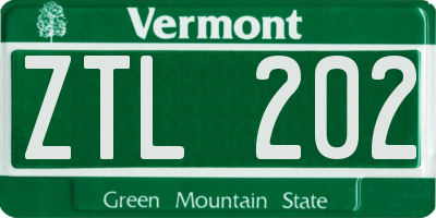 VT license plate ZTL202