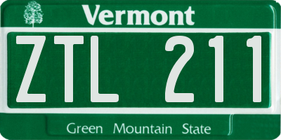 VT license plate ZTL211