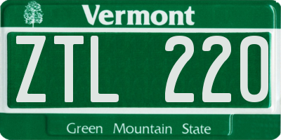 VT license plate ZTL220