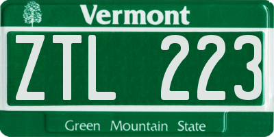 VT license plate ZTL223