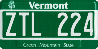 VT license plate ZTL224