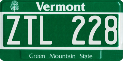 VT license plate ZTL228