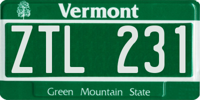 VT license plate ZTL231