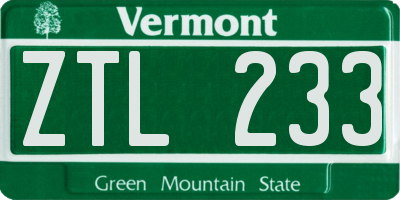VT license plate ZTL233