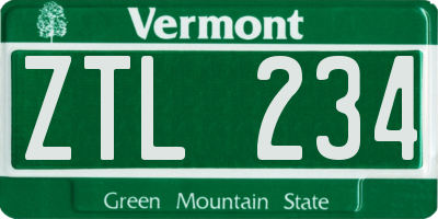 VT license plate ZTL234