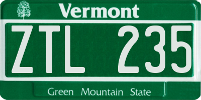 VT license plate ZTL235