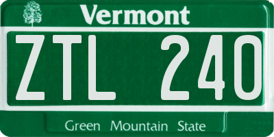 VT license plate ZTL240
