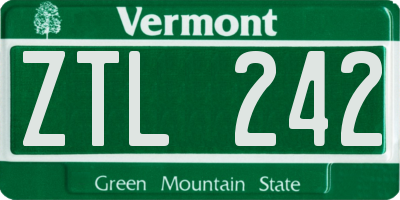 VT license plate ZTL242